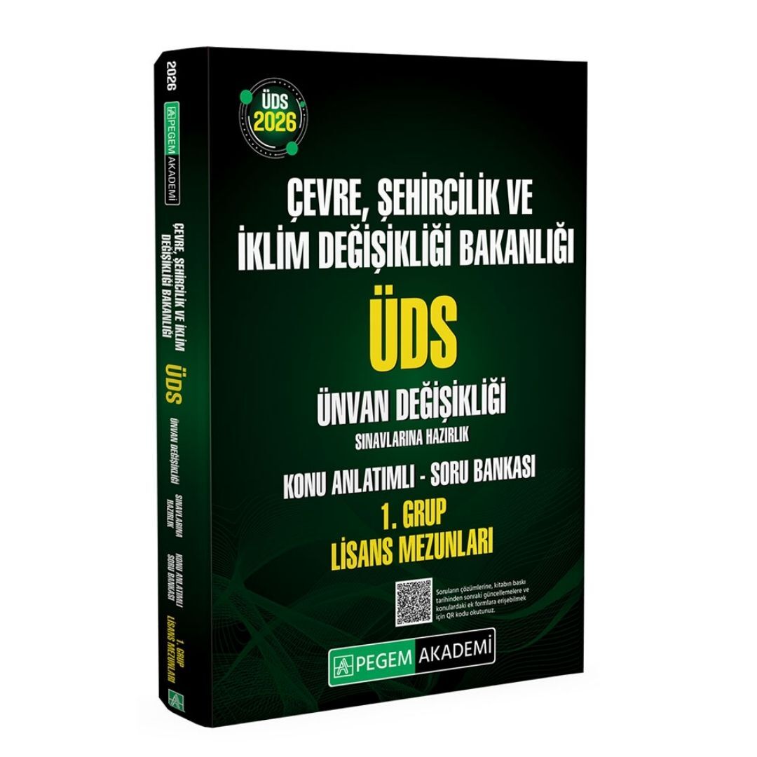 2026 ÜDS Çevre Şehircilik ve İklim Değişikliği Bakanlığı ÜDS Ünvan Değişikliği Sınavlarına Hazırlık Konu Anlatımlı Soru Bankası 1. Grup LİSANS MEZUNLARI Pegem Yayınları