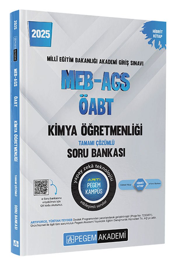 2025 MEB-AGS-ÖABT Kimya Öğretmenliği Tamamı Çözümlü Soru Bankası Pegem Yayınları