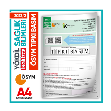 2022/2 YÖKDİL İngilizce SAĞLIK BİLİMLERİ ÖSYM Çıkmış Soru Tıpkı Basım Deneme Kitapçığı Türkiye Genel İnformal Yayınları