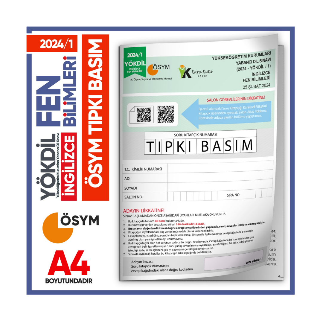 2024/1 YÖKDİL İngilizce FEN BİLİMLERİ ÖSYM Çıkmış Soru Tıpkı Basım Deneme Kitapçığı Türkiye Geneli İnformal Yayınları