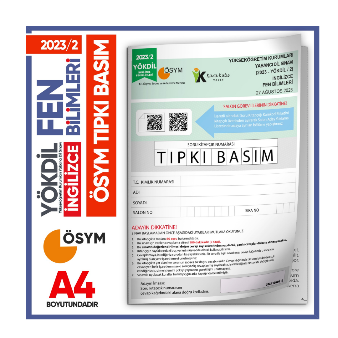 2023/2 YÖKDİL İngilizce FEN BİLİMLERİ ÖSYM Çıkmış Soru Tıpkı Basım Deneme Kitapçığı Türkiye Geneli İnformal Yayınları