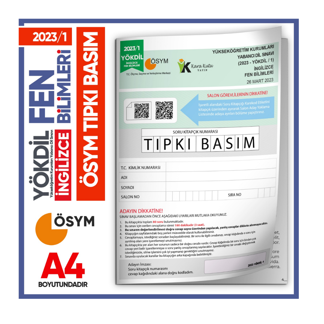 2023/1 YÖKDİL İngilizce FEN BİLİMLERİ ÖSYM Çıkmış Soru Tıpkı Basım Deneme Kitapçığı Türkiye Geneli İnformal Yayınları