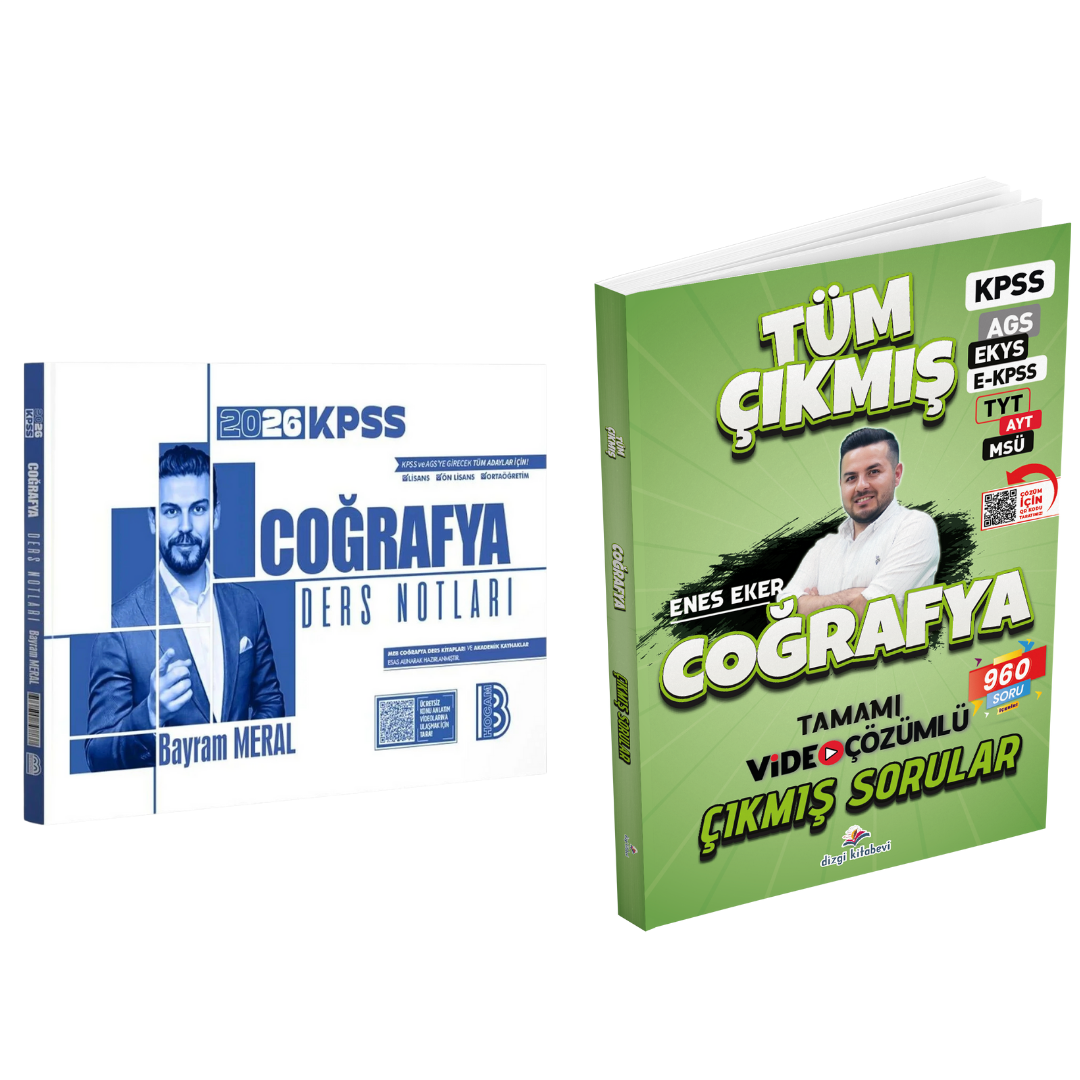 Dizgi Kitap 2026 Coğrafya Tüm Sınavlar Tamamı Video Çözümlü Çıkmış Sorular ve Benim Hocam KPSS Coğrafya Ders Notları Seti