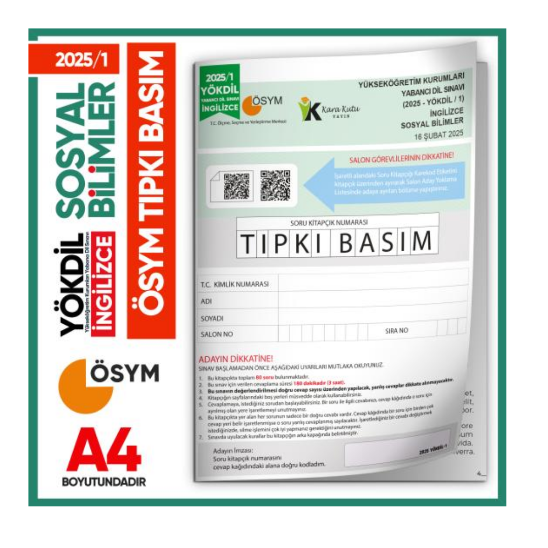 2025/1 YÖKDİL İngilizce SOSYAL BİLİMLER ÖSYM Çıkmış Soru Tıpkı Basım Deneme Kitapçığı Türkiye Geneli İnformal Yayınları