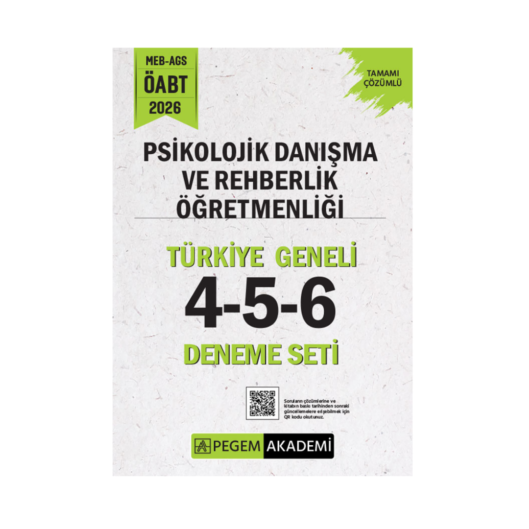 2026 MEB AGS ÖABT Psikolojik Danışma ve Rehberlik Öğretmenliği Tamamı Çözümlü Türkiye Geneli 4-5-6 (3'lü Deneme Seti) Pegem Yayınları