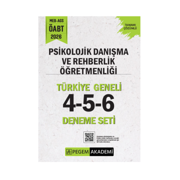 2026 MEB AGS ÖABT Psikolojik Danışma ve Rehberlik Öğretmenliği Tamamı Çözümlü Türkiye Geneli 4-5-6 (3'lü Deneme Seti) Pegem Yayınları