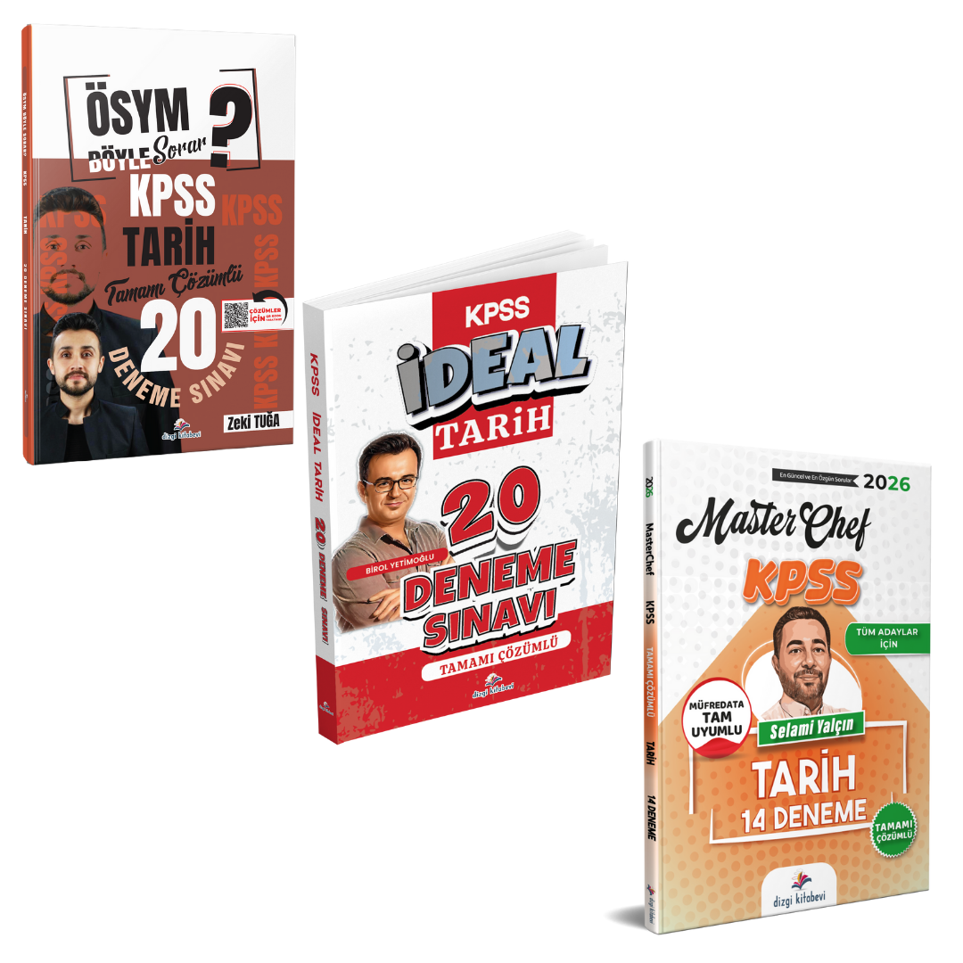 Dizgi Kitap 2026 KPSS Tarih Tamamı Çözümlü Süper 3'lü Deneme Seti
