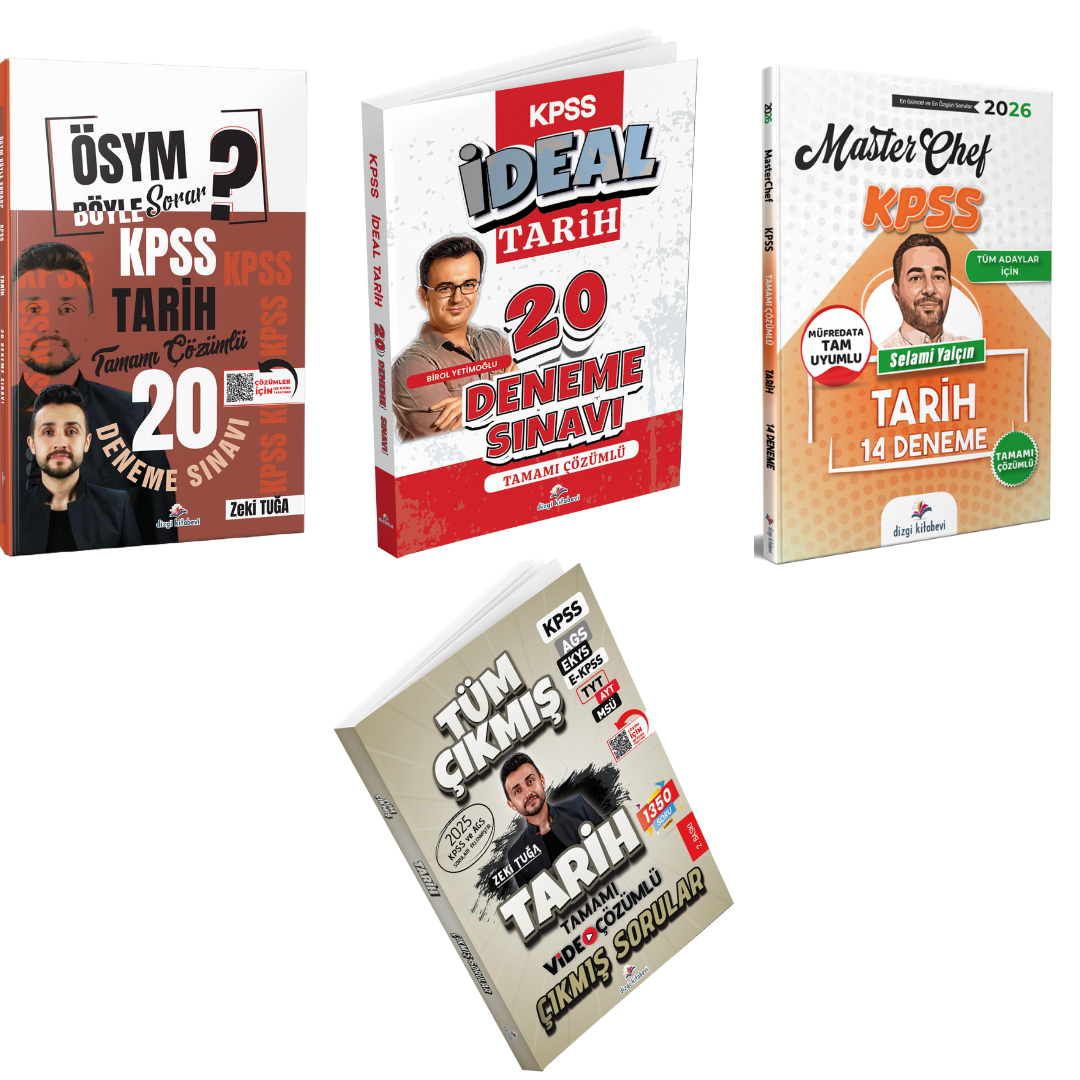 Dizgi Kitap 2026 KPSS Tarih Tamamı Çözümlü Deneme & KPSS Tarih Çıkmış Sorular Seti