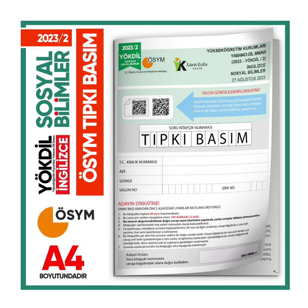 2023/2 YÖKDİL İngilizce SOSYAL BİLİMLER ÖSYM Çıkmış Soru Tıpkı Basım Deneme Kitapçığı Türkiye Geneli İnformal Yayınları