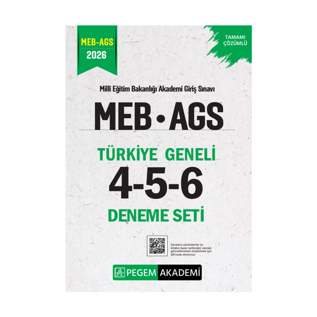 Pegem Yayınları 2026 MEB-AGS Tamamı Çözümlü Türkiye Geneli 4-5-6 (3'lü Deneme Seti)
