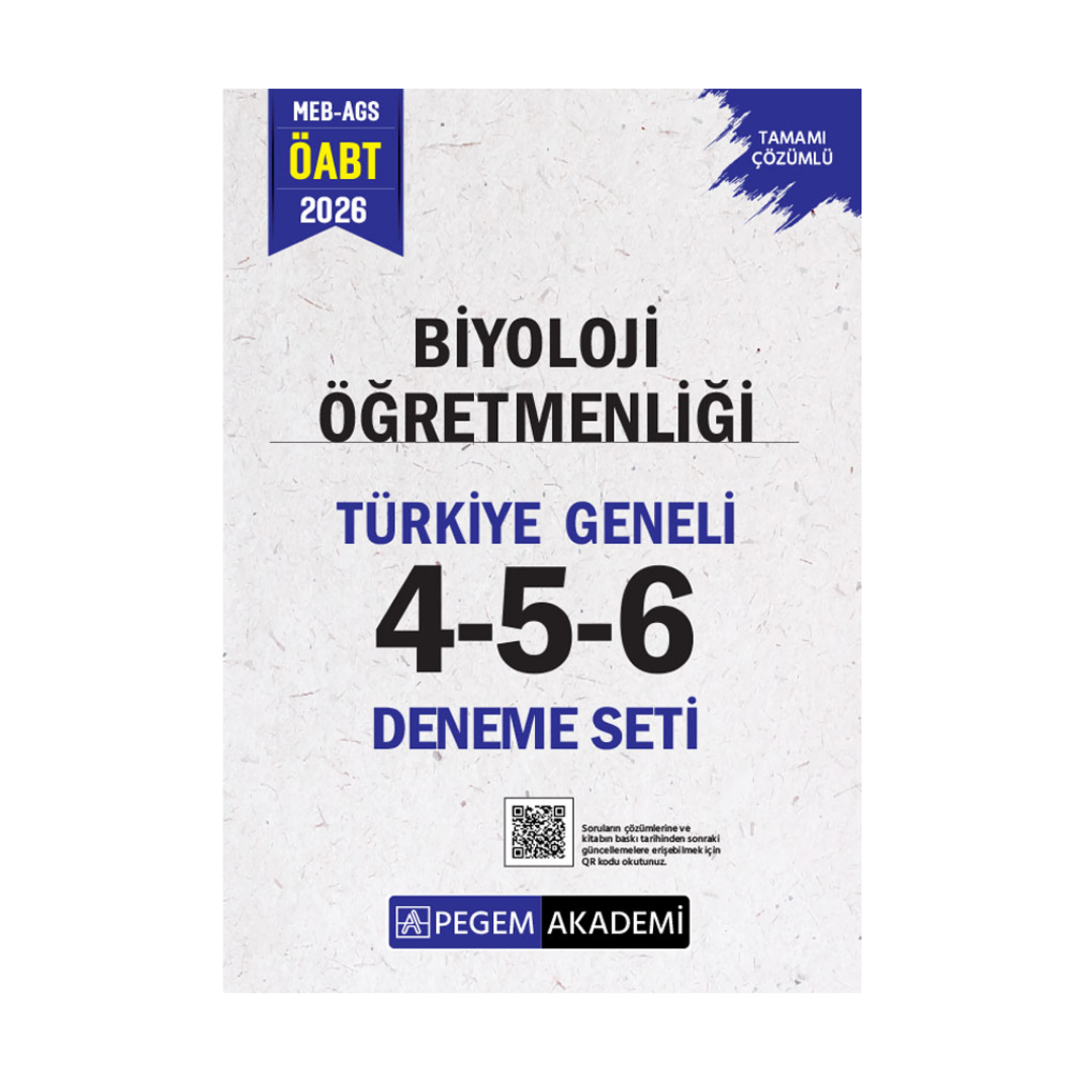 2026 MEB AGS ÖABT Biyoloji Öğretmenliği Tamamı Çözümlü Türkiye Geneli 4-5-6 (3'lü Deneme Seti) Pegem Yayınları