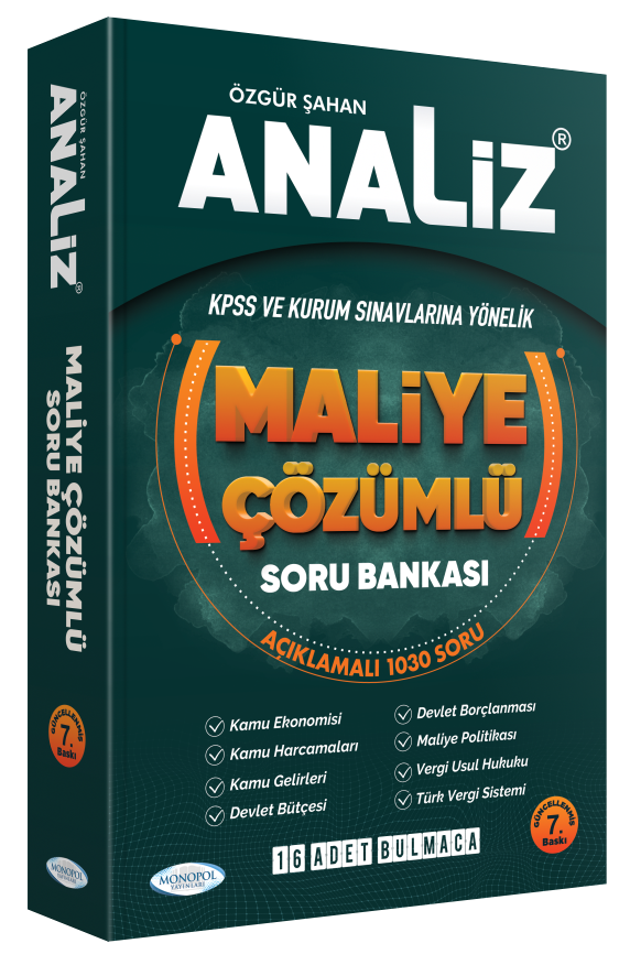 Analiz Maliye Çözümlü Soru Bankası 7. Baskı Monopol Yayınları