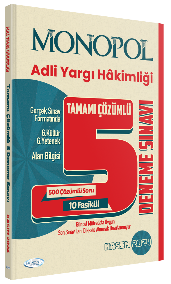 2024 Adli Yargı Hâkimliği Çözümlü 5 Deneme Sınavı Monopol Yayınları