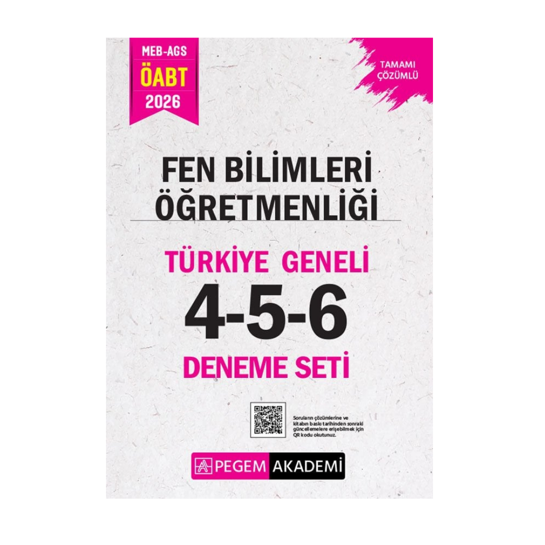 2026 MEB AGS ÖABT Fen Bilimleri Öğretmenliği Tamamı Çözümlü Türkiye Geneli 4-5-6 (3'lü Deneme Seti) Pegem Yayınları