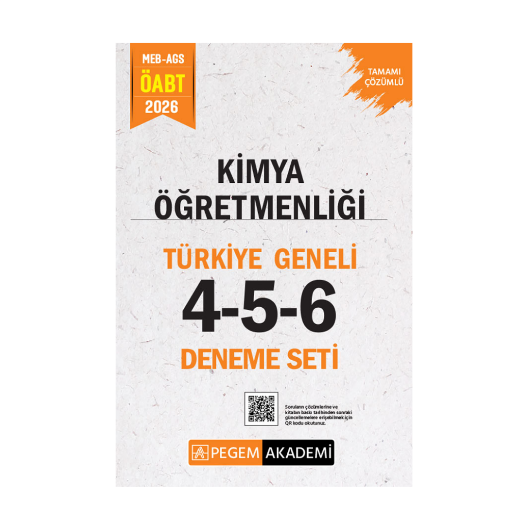 2026 MEB AGS ÖABT Kimya Öğretmenliği Tamamı Çözümlü Türkiye Geneli 4-5-6 (3'lü Deneme Seti) Pegem Yayınları