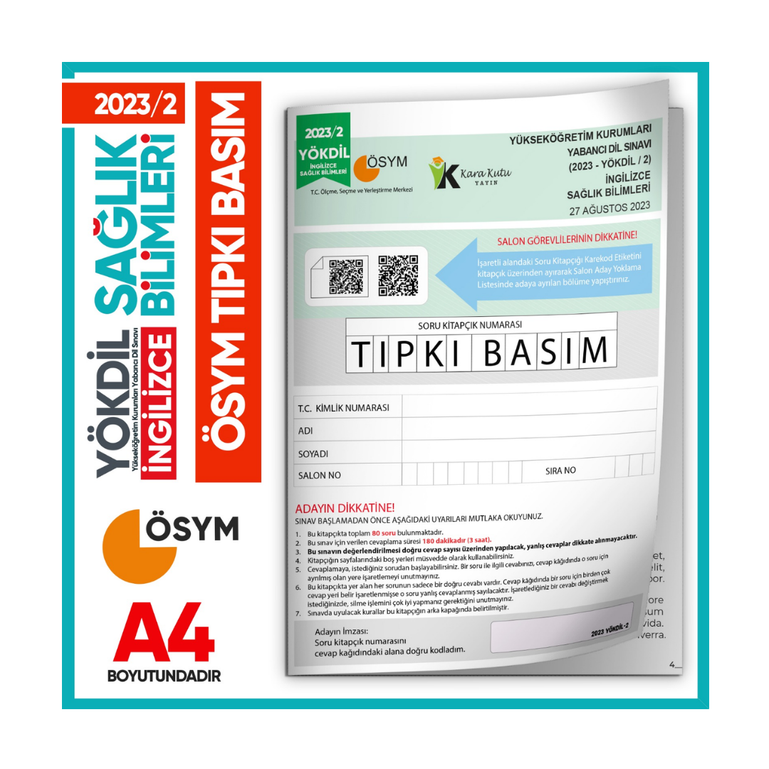 2023/2 YÖKDİL İngilizce SAĞLIK BİLİMLERİ ÖSYM Çıkmış Soru Tıpkı Basım Deneme Kitapçığı Türkiye Geneli İnformal Yayınları