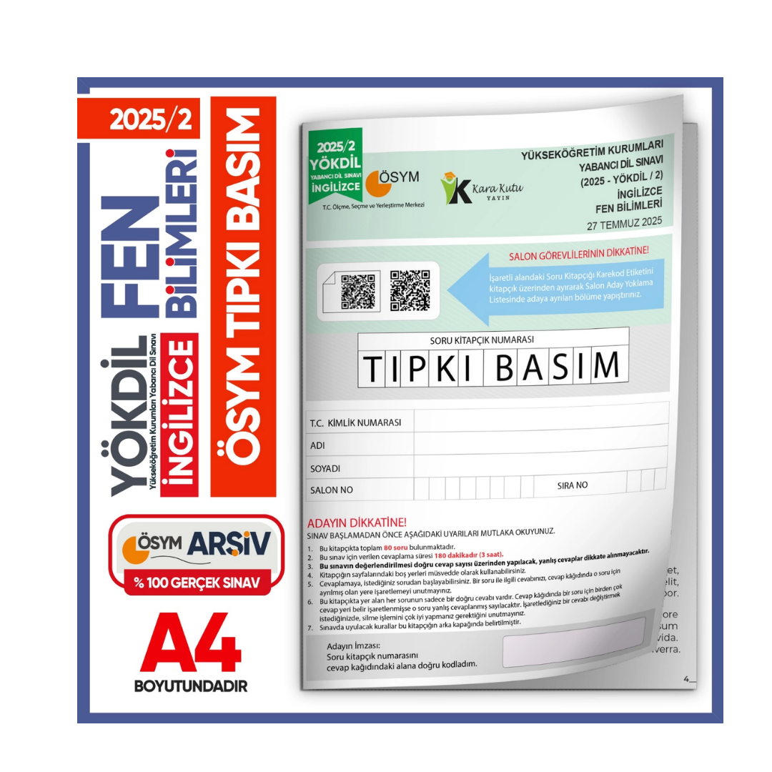 2025/2 YÖKDİL İngilizce FEN BİLİMLERİ ÖSYM Çıkmış Soru Tıpkı Basım Deneme Kitapçığı Türkiye Geneli İnformal Yayınları