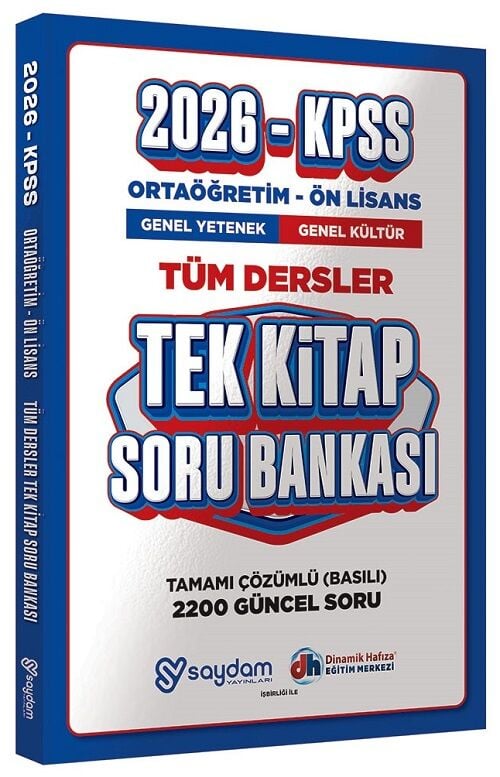 2026 KPSS Lise Ortaöğretim Ön Lisans Soru Bankası Tek Kitap Çözümlü Saydam Yayınları