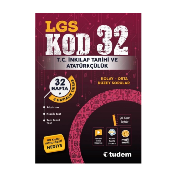 Tudem Yayınları LGS TC İnkılap Tarihi ve Atatürkçülük Kod 32 Tekrar Testleri