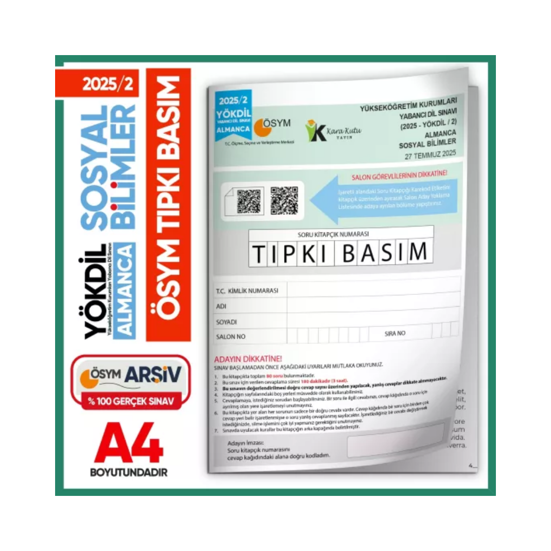2025/2 YÖKDİL Almanca Sosyal Bilimler ÖSYM Çıkmış Soru Tıpkı Basım Deneme Kitapçığı Türkiye Geneli İnformal Yayınları