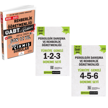 Dizgi Kitap 2026 MEB-AGS ÖABT Rehberlik Öğretmenliği Son 12 Yıl Çıkmış Sınav Soruları ve Pegem Yayınları Psikolojik Danışma ve Rehberlik Öğretmenliği Türkiye Geneli 6'lı Deneme Seti