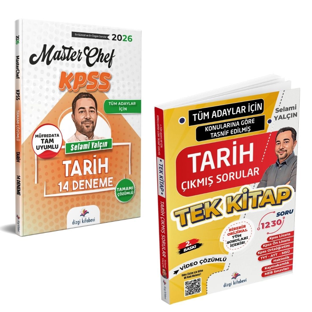 Dizgi Kitap 2026 Tüm Adaylar İçin MasterChef Kpss Tarih Tamamı Çözümlü 14 Deneme ve Çıkmış Sorular Seti Selami Yalçın