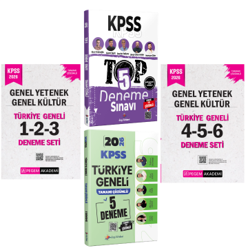 Dizgi Kitap 2026 KPSS TOP 5 Deneme, Türkiye Geneli 5 Deneme ve Pegem Yayınları Genel Yetenek Genel Kültür Türkiye Geneli 6'lı Deneme Seti