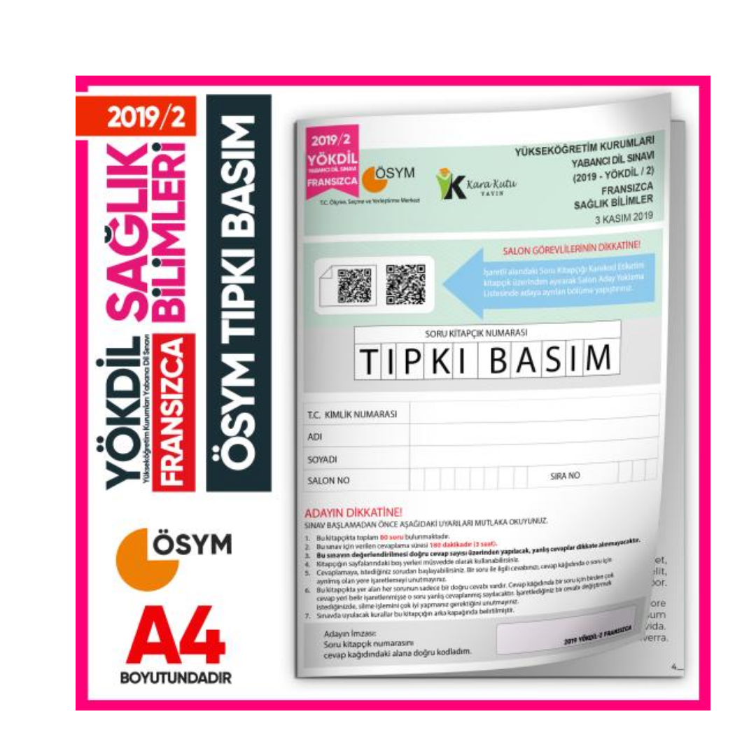 2019/2 YÖKDİL Fransızca Sağlık Bilimleri ÖSYM Çıkmış Soru Tıpkı Basım Deneme Kitapçığı Türkiye Geneli İnformal Yayınları