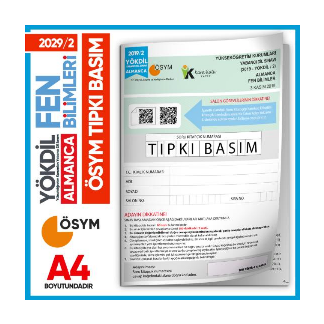 2019/2 YÖKDİL Almanca Fen Bilimleri ÖSYM Çıkmış Soru Tıpkı Basım Deneme Kitapçığı Türkiye Geneli İnformal Yayınları