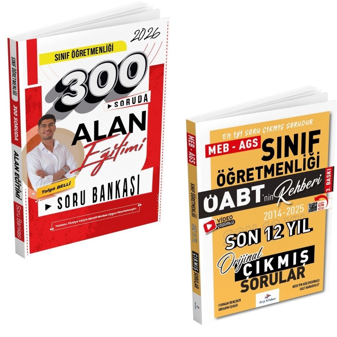 Dizgi Kitap 2026 Meb Ags ÖABT Sınıf Öğretmenliği 300 Soruda Alan Eğitimi Soru Bankası ve Son 12 Yıl Çıkmış Sorular Seti