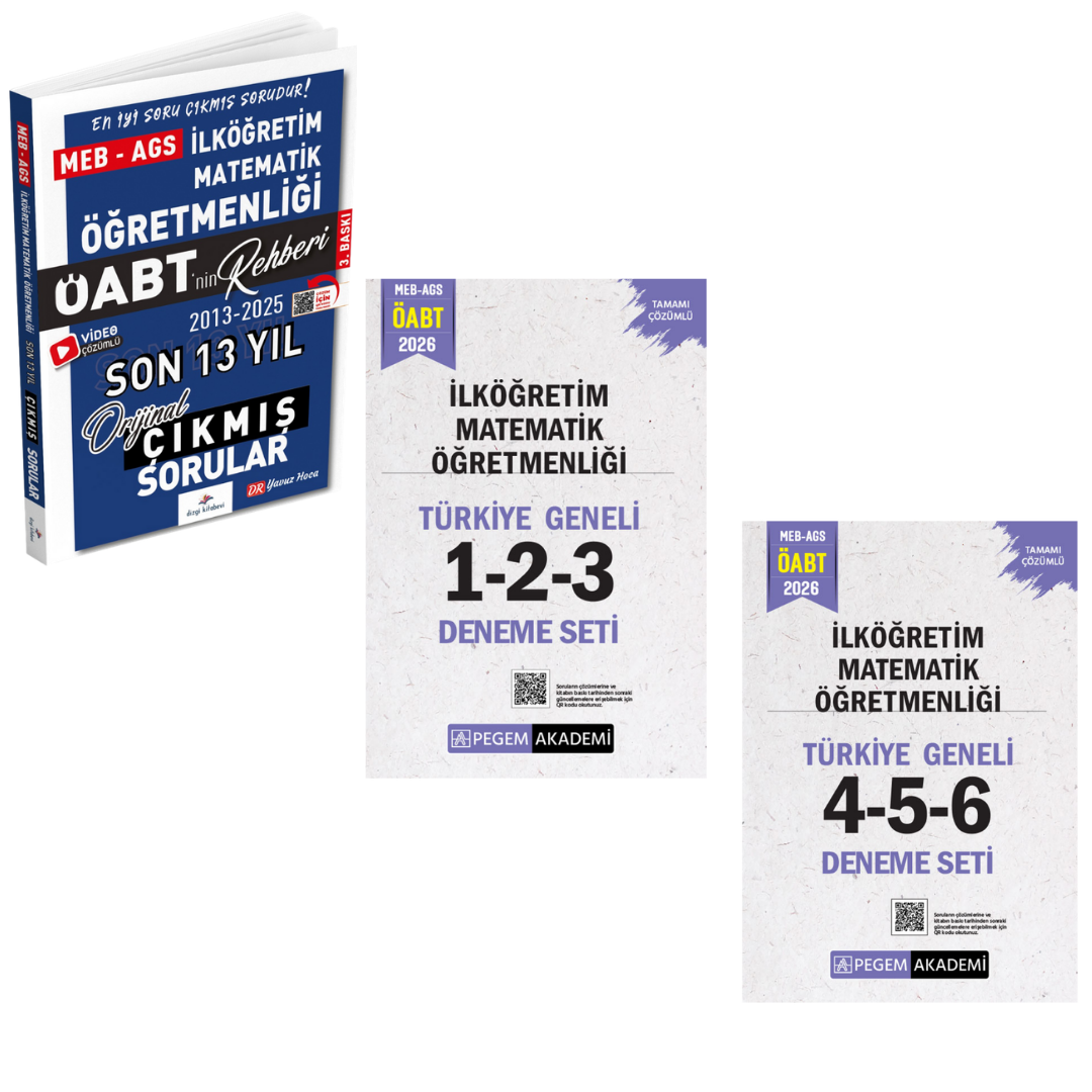 Dizgi Kitap 2026 Meb Ags ÖABT İlköğretim Matematik Öğretmenliği Son 13 Yıl Çıkmış Sınav Soruları & AGS ÖABT İlköğretim Matematik Öğretmenliği Türkiye Geneli 6'lı Deneme Pegem Yayınları Seti