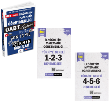 Dizgi Kitap 2026 MEB-AGS ÖABT İlköğretim Matematik Öğretmenliği Son 13 Yıl Çıkmış Sınav Soruları ve Pegem Yayınları İlköğretim Matematik Öğretmenliği Türkiye Geneli 6'lı Deneme Seti