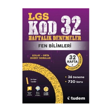 Tudem Yayınları 8. Sınıf Fen Bilimleri Kod 32 Haftalık Denemeleri