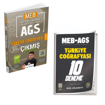 Dizgi Kitap 2026 MEB AGS Türkiye Coğrafyası Çıkmış Sorular & MEB-AGS Türkiye Coğrafyası 10 Deneme EVP Akademi Seti