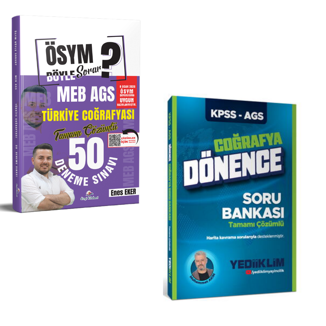 Dizgi Kitap 2026 MEB AGS Türkiye Coğrafyası 50 Deneme Sınavı & Kpss Ags Dönence Coğrafya Soru Bankası Yediiklim Seti