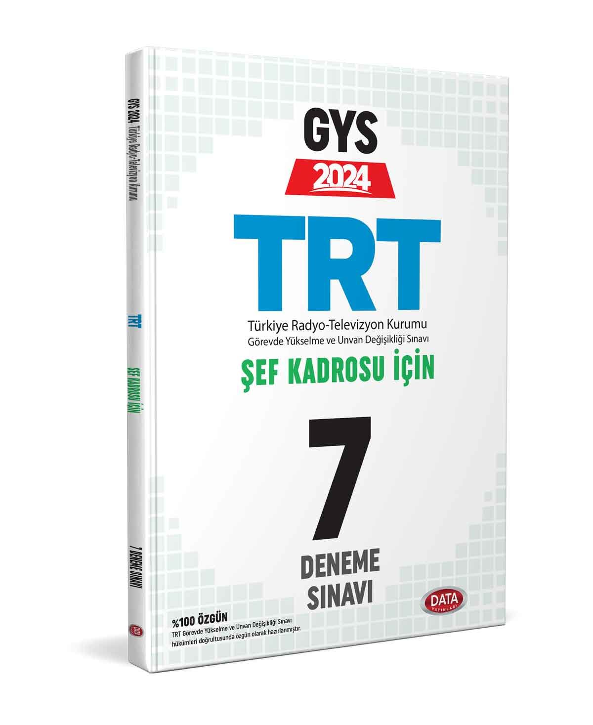 TRT Şef Kadrosu İçin GYS 7 Deneme  Sınavı Data Yayınları