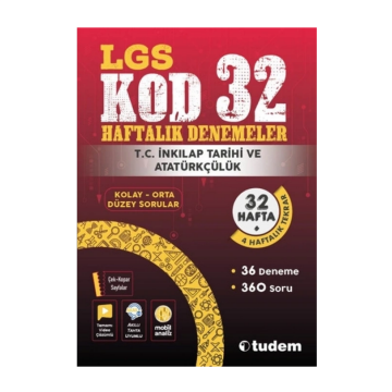 Tudem Yayınları LGS TC İnkılap Tarihi ve Atatürkçülük Kod 32 Haftalık Denemeler