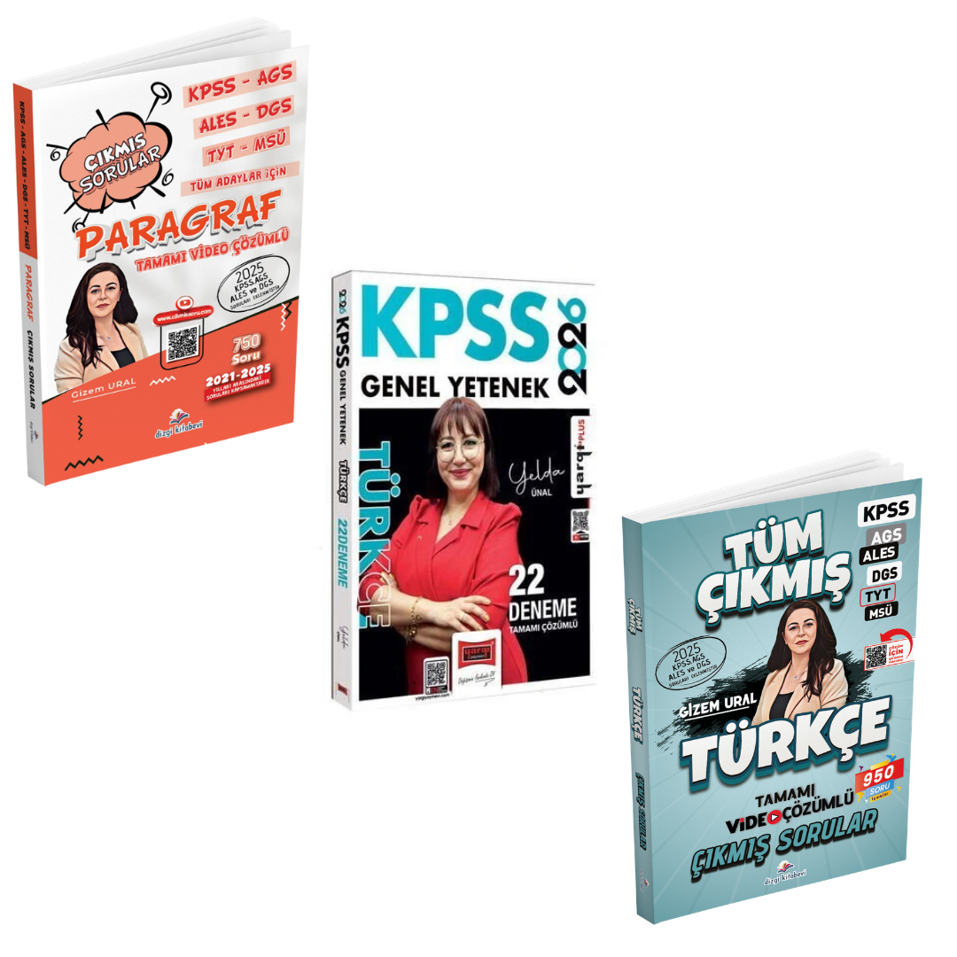 Dizgi Kitap KPSS AGS ALES DGS TYT MSÜ Tüm Adaylar İçin Paragraf Çıkmış Sorular & KPSS Genel Yetenek Türkçe 22 Deneme & Türkçe Tüm Sınavlar Çıkmış Sorular Seti