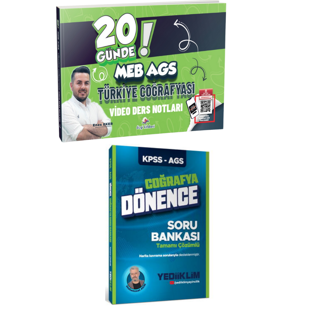 Dizgi Kitap 2026 MEB AGS 20 Günde Türkiye Coğrafyası Video Ders Notları & Kpss-Ags Dönence Coğrafya Soru Bankası Yediiklim Seti