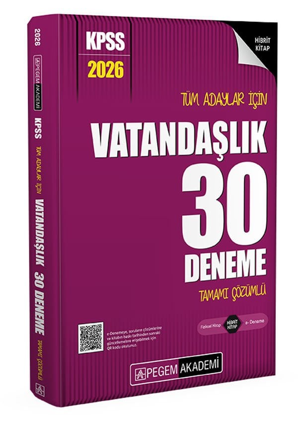 2026 KPSS Tüm Adaylar İçin Vatandaşlık 30 Deneme Tamamı Çözümlü Pegem Akademi