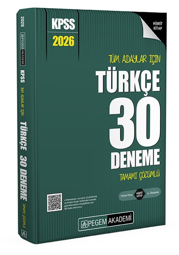 2026 KPSS Tüm Adaylar İçin Türkçe 30 Deneme Tamamı Çözümlü Pegem Akademi