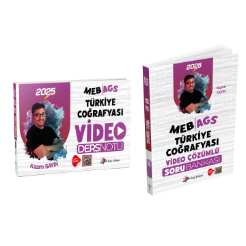 Dizgi Kitap MEB AGS Türkiye Coğrafyası Video Ders Notları ve Tamamı Video Çözümlü Soru Bankası Seti 2025 Kazım Sayın