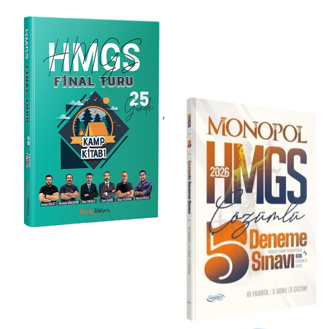 Dizgi Kitap 2026 Hukuk Atölyesi 25 günde HMGS Kamp Kitabı & Hmgs Çözümlü 5 Deneme Sınavı Monopol Yayınları Seti