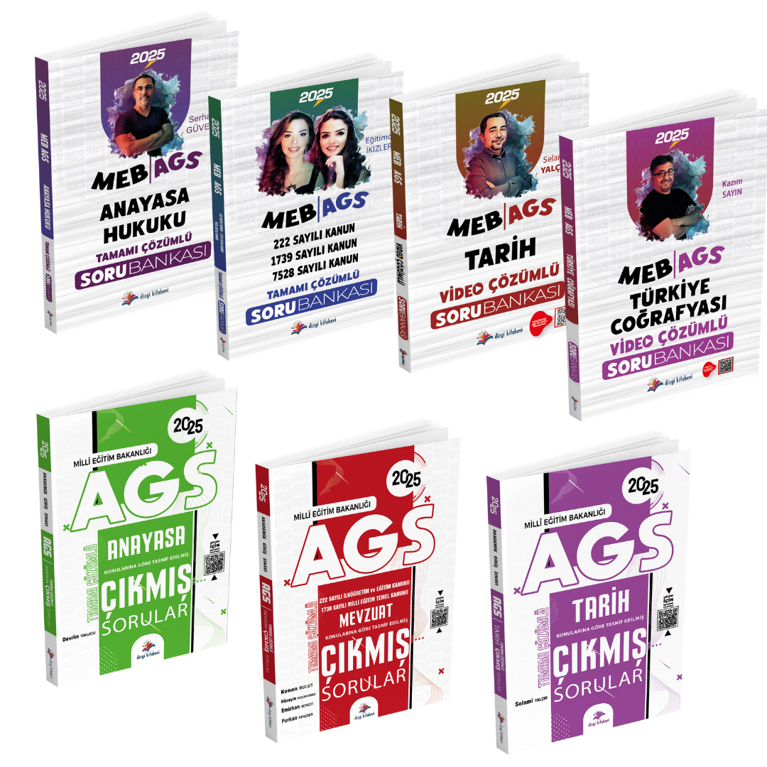 Dizgi Kitap MEB AGS Anayasa Hukuku, Mevzuat, Tarih, Türkiye Coğrafyası Soru Bankası ve Çıkmış Sorular Seti 2025